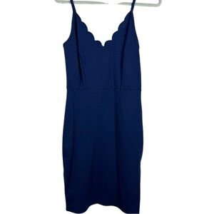 NWT Nine Britton Kimora Scalloped Edge Dress Navy Size L Stitch Fix